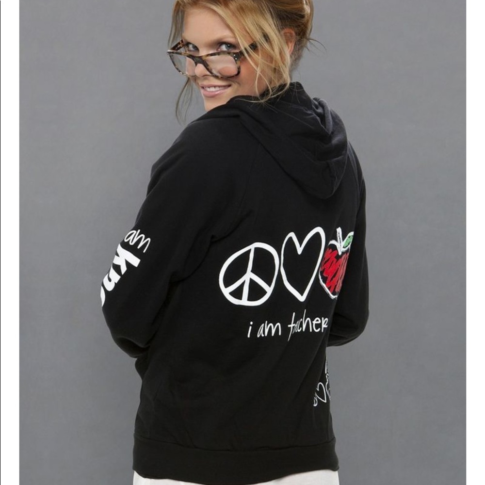ISO peace love world teacher hoodie jacket